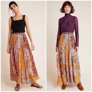 ANTHROPOLOGIE BHANUNI BY JYOTI Panthera Pleated Maxi Skirt